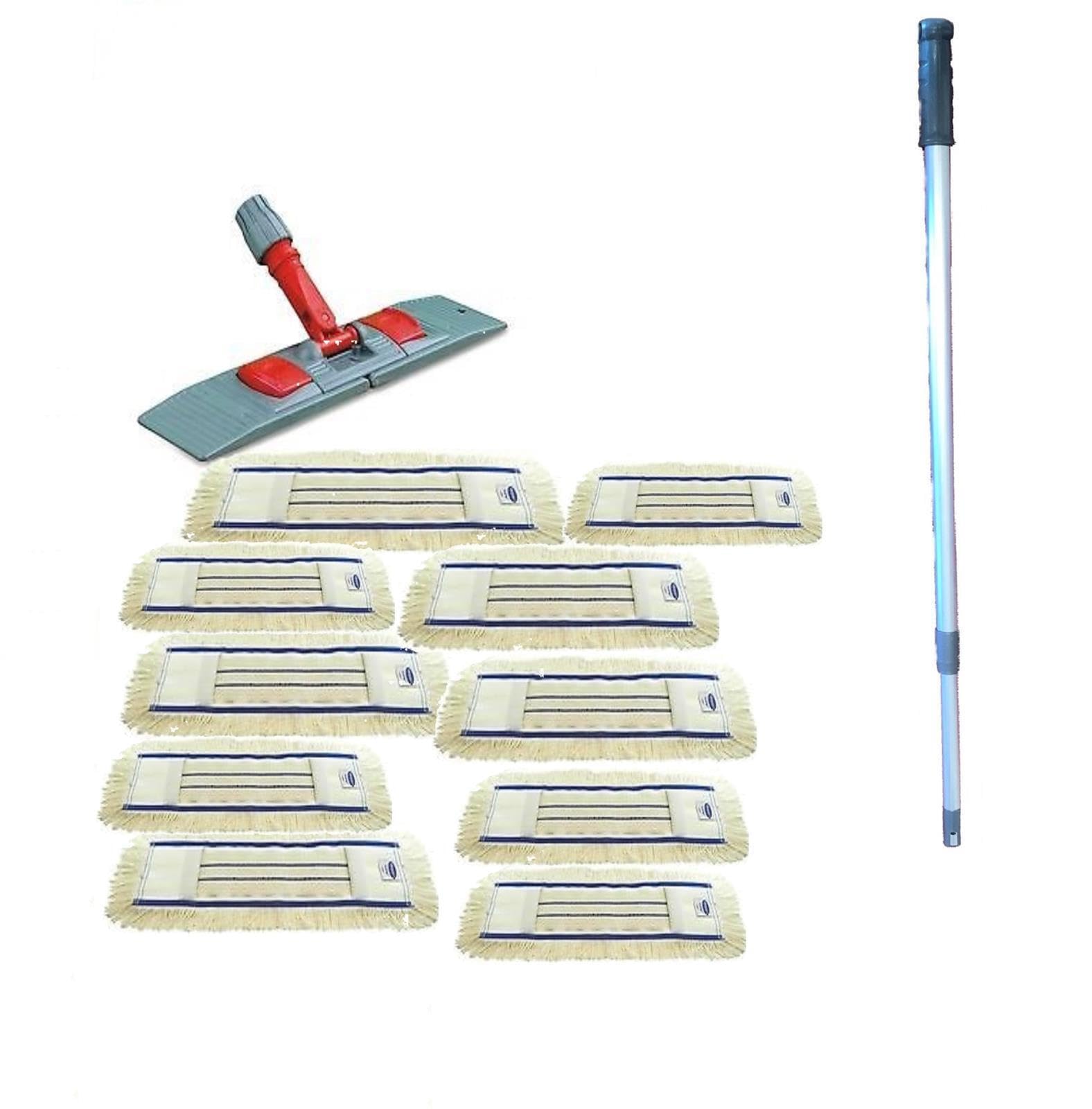 maxxi4you Wischmopp Set Premium mit Teleskopstiel 50 cm inkl. 10 x Wischmopp Baumwolle