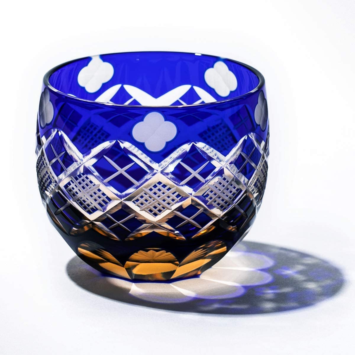 Amazon.co.jp: 【 太武朗工房 公式 直販 】 江戸切子 四ツ葉に矢来魚子