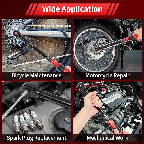 Image of Hairich 3 /8-Inch Torque Wrench, Dual-direction Torque Wrenches 10-100ft.lb /13.6-135.6Nm, 72-Tooth Dual Range Scales Torque Wrench with Quick Release Reversible Head