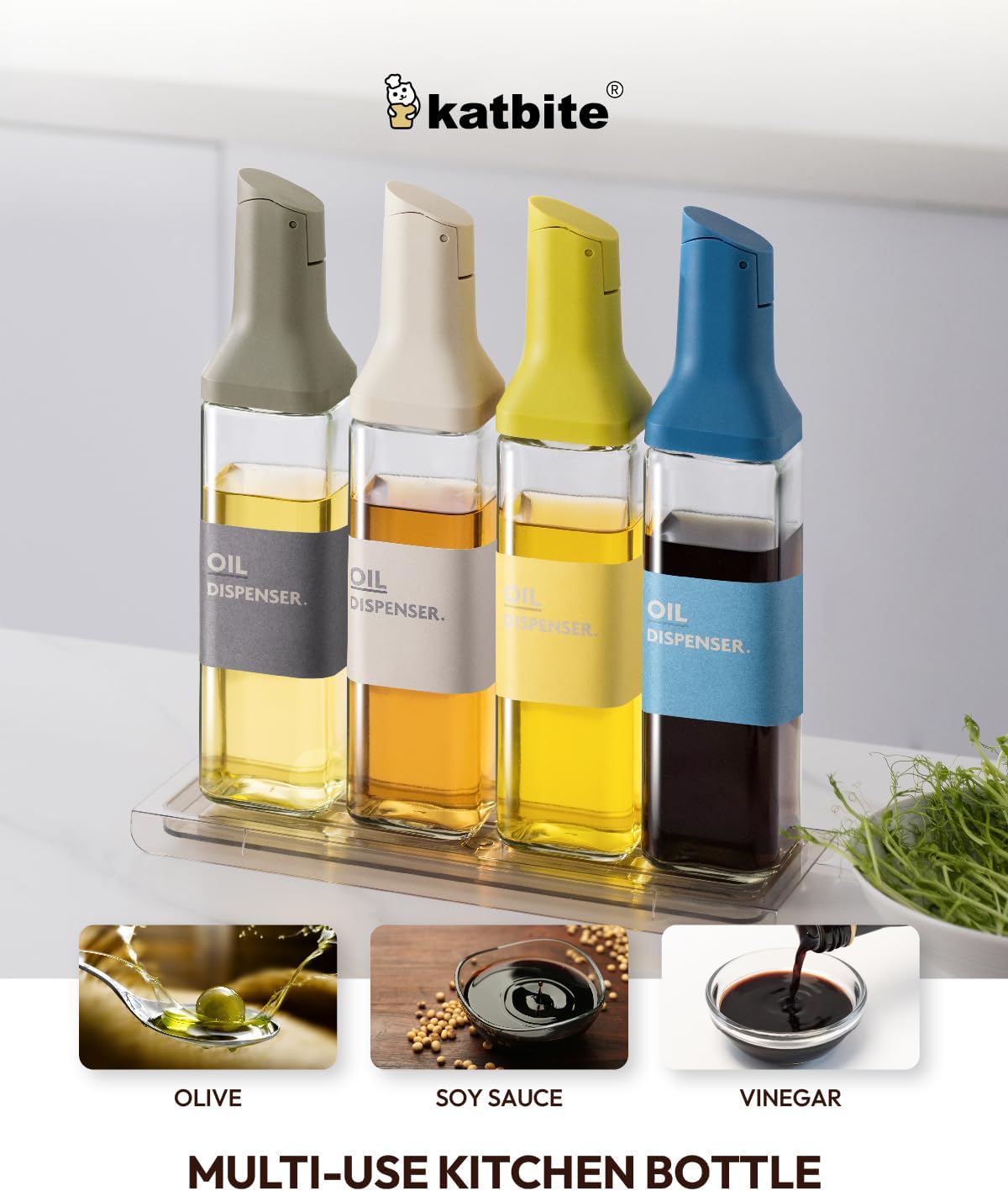 Amazon.com: katbite 16oz Glass Olive Oil Dispenser Bottle for