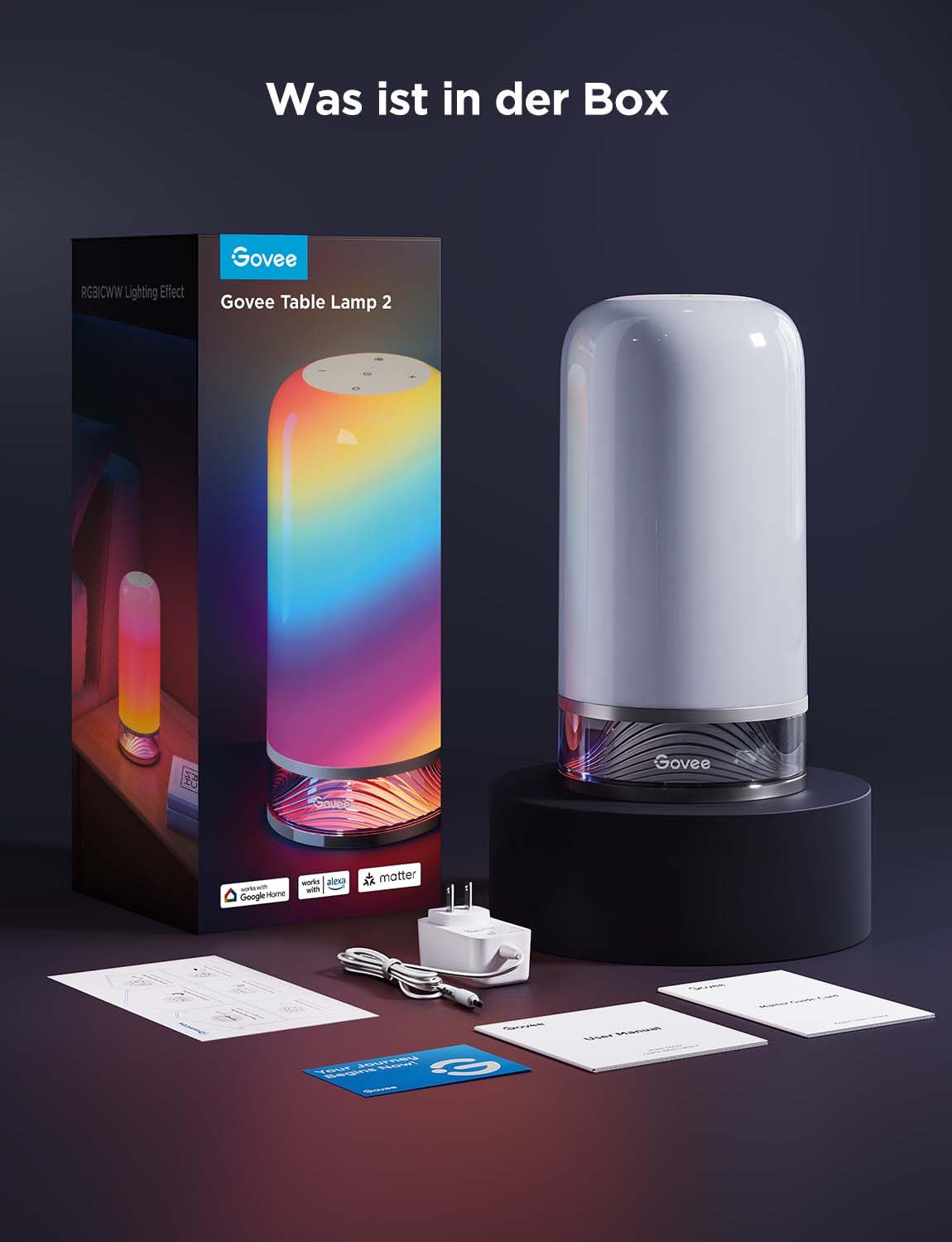Govee LED Tischlampe Touch Dimmbar RGBICWW, Steuerung von Alexa, 500 Lumen, 2700-6500K, Matter, für Wohnzimmer