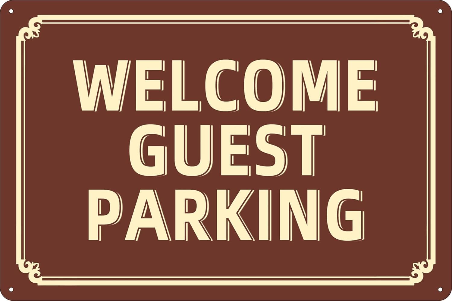 SMAZDFXX Welcome Guest Parking Tin Sign Funny Visitor Parking Metal Signs Welcome Signs Road Sign Outdoor Wall Decoration Garage Street Yard Accessories 8"x12"