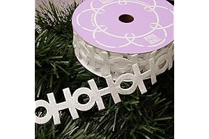 White Sparkle Hohoho Die Cut Felt Ribbon Christmas In 1 1/2"X10 Yards