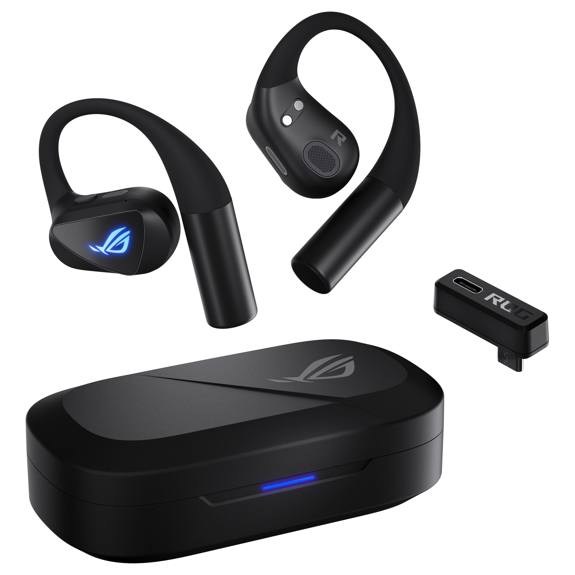 ASUS ROG Cetra Open Wireless - Auriculares Gaming (2,4 GHz y BT, ROG SpeedNova, Controladores de diafragma Recubiertos de DLC de 14,2 mm, cancelación de Ruido IA, 16 h de reproducción, IPX5) - Negro