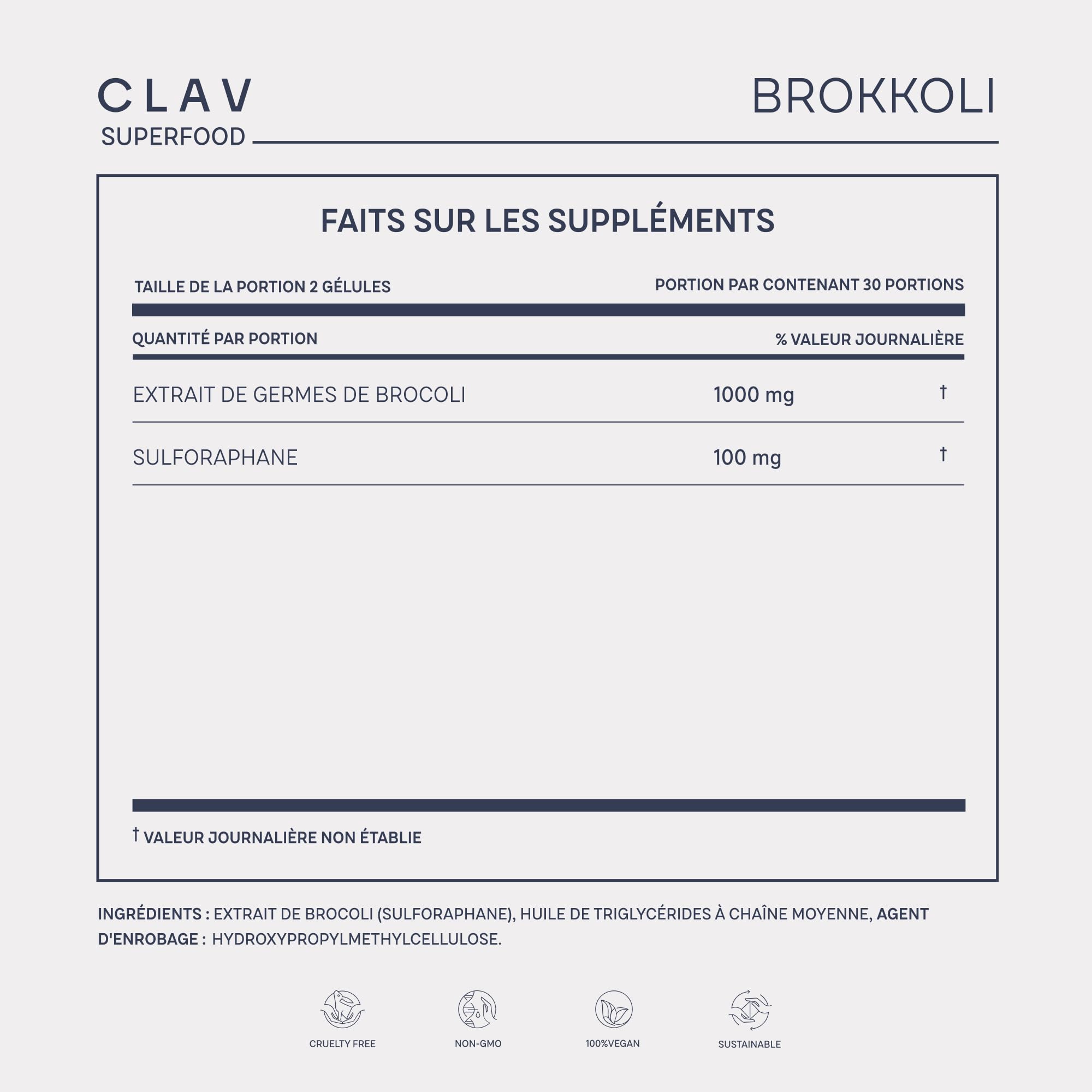 Extrait de Brocoli avec 10% Sulforaphane un puissant Anti-oxydant - 60 Brocolis Gélules Riches en Vitamines et Minéraux - Doses élevées pour 1 Mois - Certifié & Durable en Pot