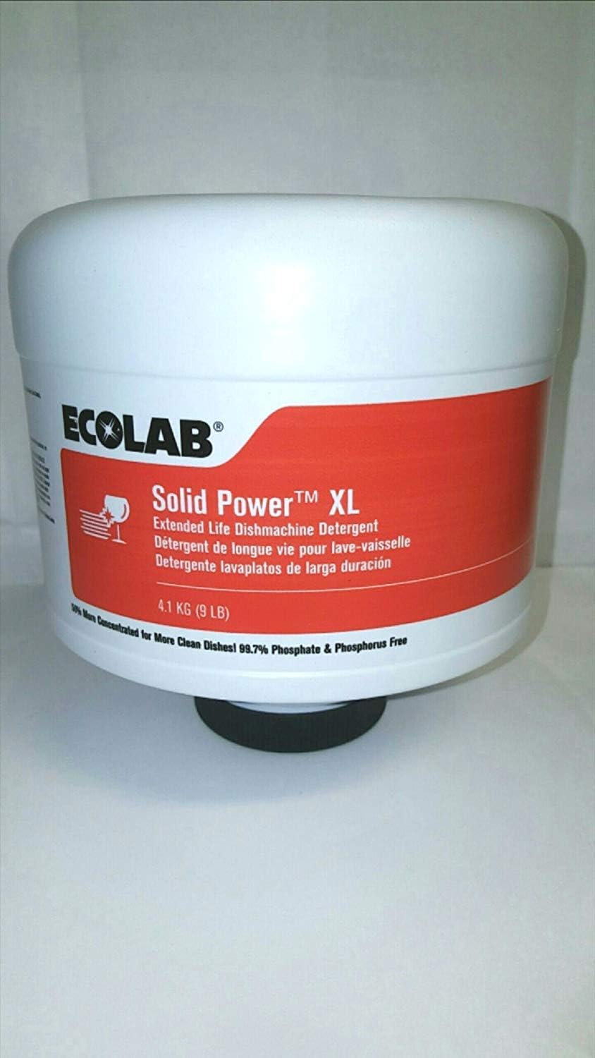 Ecolab Solid Power XL GlassGuard container, front view, showing the brand logo and product name.