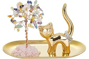 Cat Ring Holder Crystal Tree Trinket