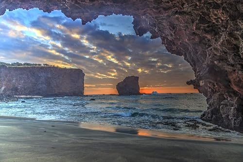Posterazzi PDDUS12SWR0575LARGE Vista desde la playa en Manele Bay de Puu Pehe al amanecer, costa sur de la isla de Lanai, impresión fotográfica de
