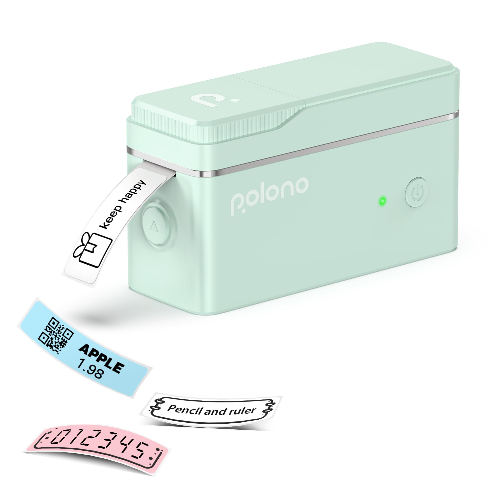 POLONO Label Maker Machine with Tape, P31S Portable Bluetooth Label Printer, Wireless Sticker Maker Mini Label Makers with Multiple Templates for Organizing Storage Barcode Office Home, Light Green