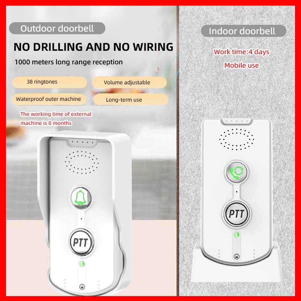 Interphone Sans Fil, Interphone Sans Fil, Téléavertisseur Intelligent D'Urgence à Domicile, Interphone Sans Fil Blanc