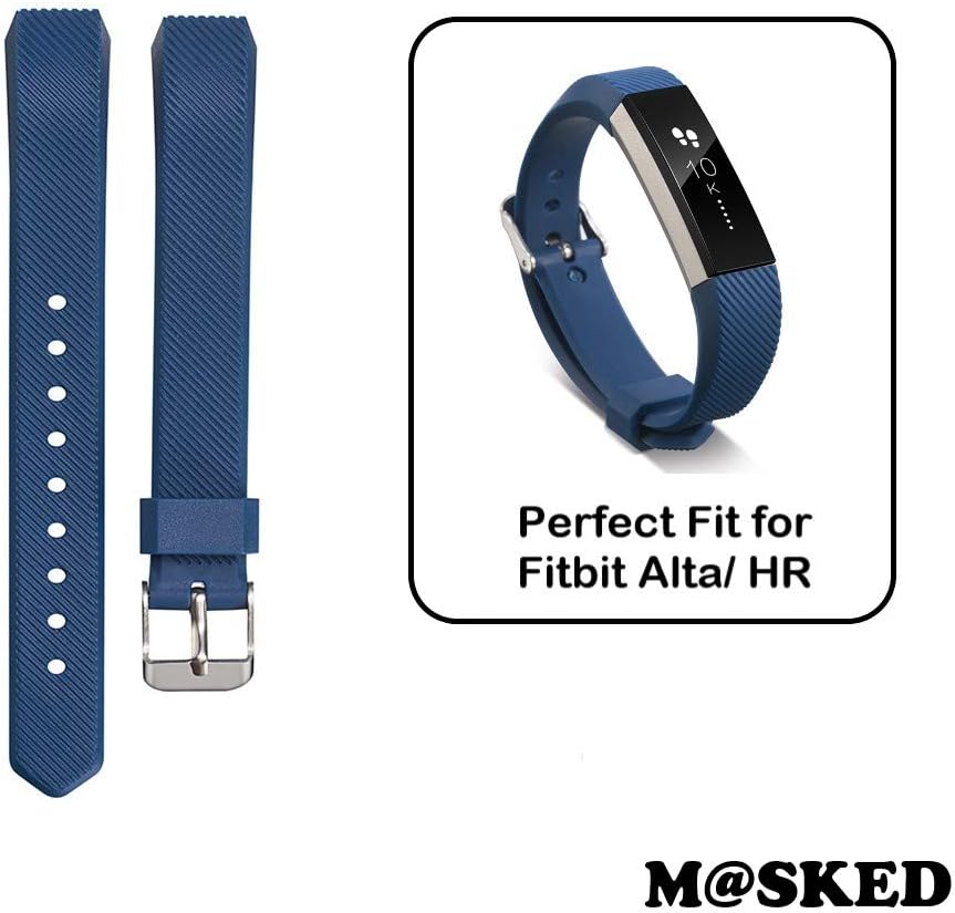MASKED Wristband Silicon Strap with Adjustable Buckle for Fitbit Alta Band/HR