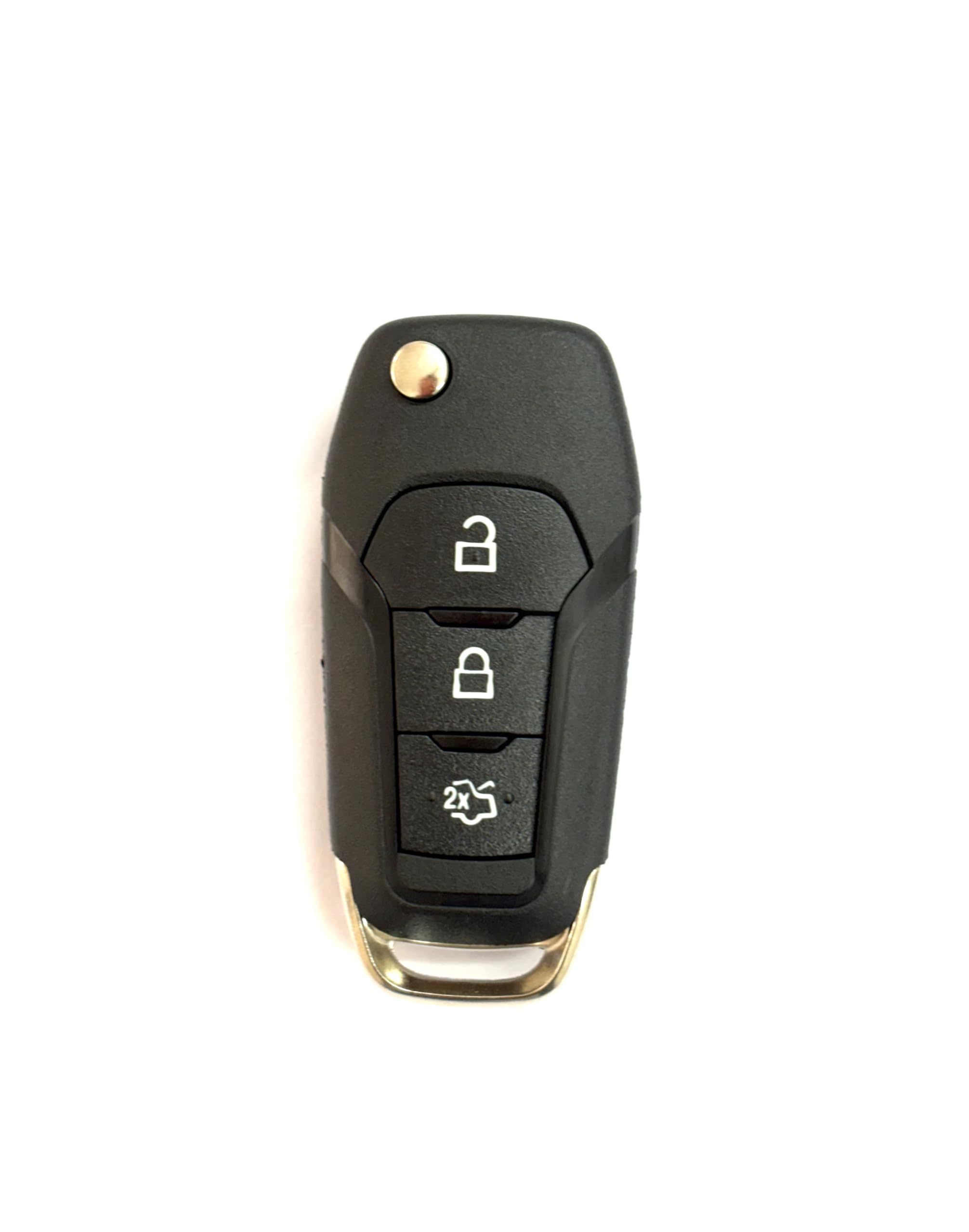 3 Button Flip Key Remote Fob Shell Case, Black, with Metal Key Blade( Ford New Endever flip Body )-image-6