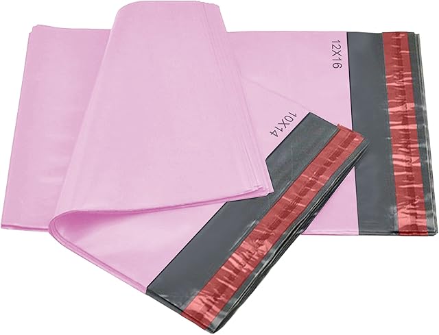 50 Mixed Mailing Bags Self Seal Bags Postal Bags iSOUL 2 Sizes 25 from Each 10X14 and 12x16 Shipping Bags Packaging Bags Assorted Mailers for Posting Shipping Parcel Package Bags - Pink delivery Bags