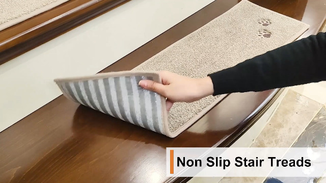 15-Pack Self-Adhesive Stair Treads For Wood Steps | Non-Slip Chenille Carpet Mats, 8" X 30"