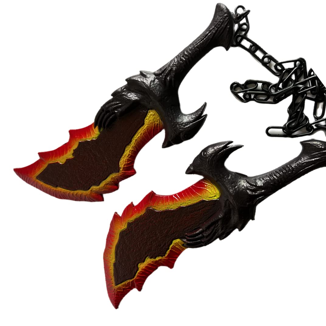 damdos Halloween Prop Cosplay Weapon for Ghost Kratos Flame Knife War NECA Sparta Kratos Blades of Chaos Sword (2pcs 18inch with Link)