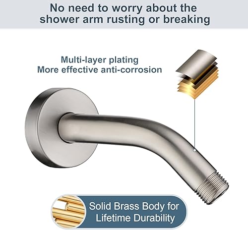 Miniatura 9 de BRIGHT SHOWERS Brazo de extensión de cabezal de ducha de 13 pulgadas con brida en forma de S, extensor de tiro alto largo de acero inoxidable, brazo