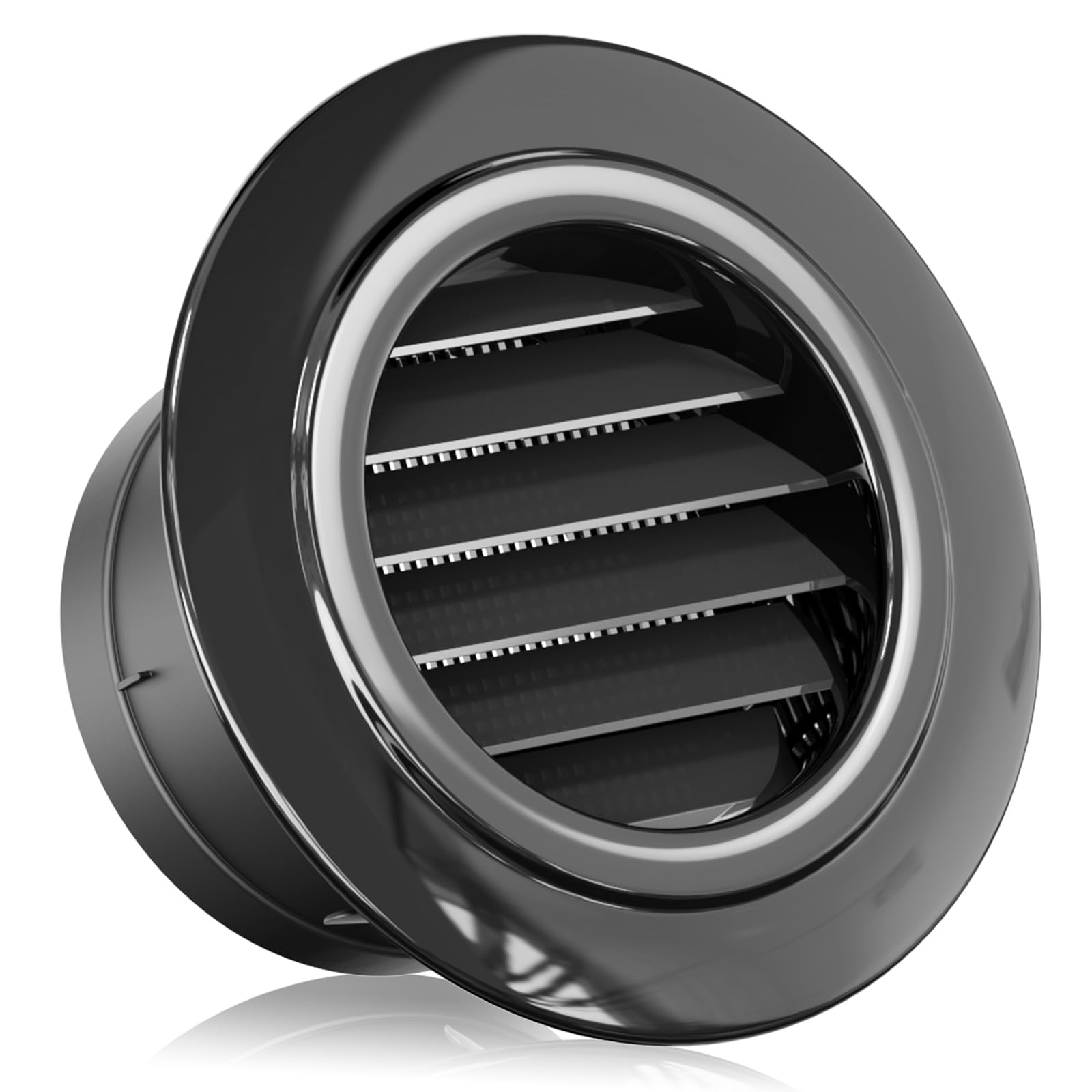 HG Power 4 Inch Air Vent Covers for Walls, 100mm Black Round Vent