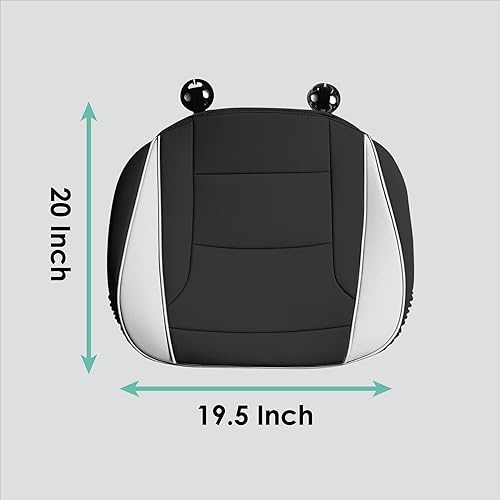 Miniatura 6 de FH Group Cojín de asiento delantero de automóvil, duradero, de piel sintética blanca, protege asiento inferior, funda de asiento resistente al agua,