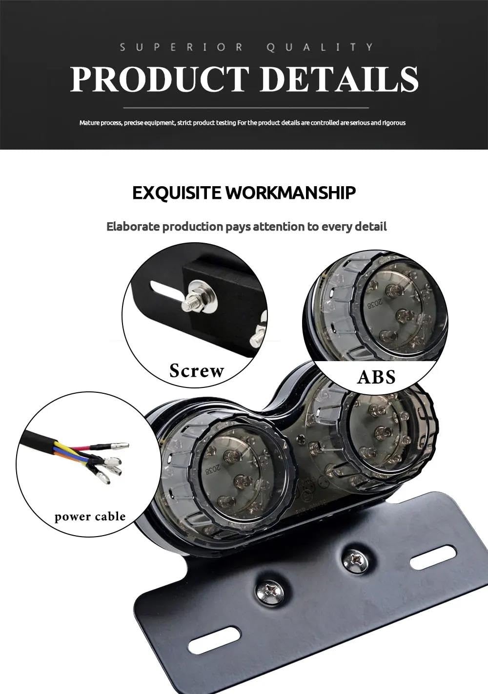 Fanale Posteriore Universale Per Moto A LED Indicatore Di Direzione Del Freno Integrato Lampada Avvertimento Con Staffa Per Targa(Red shell)