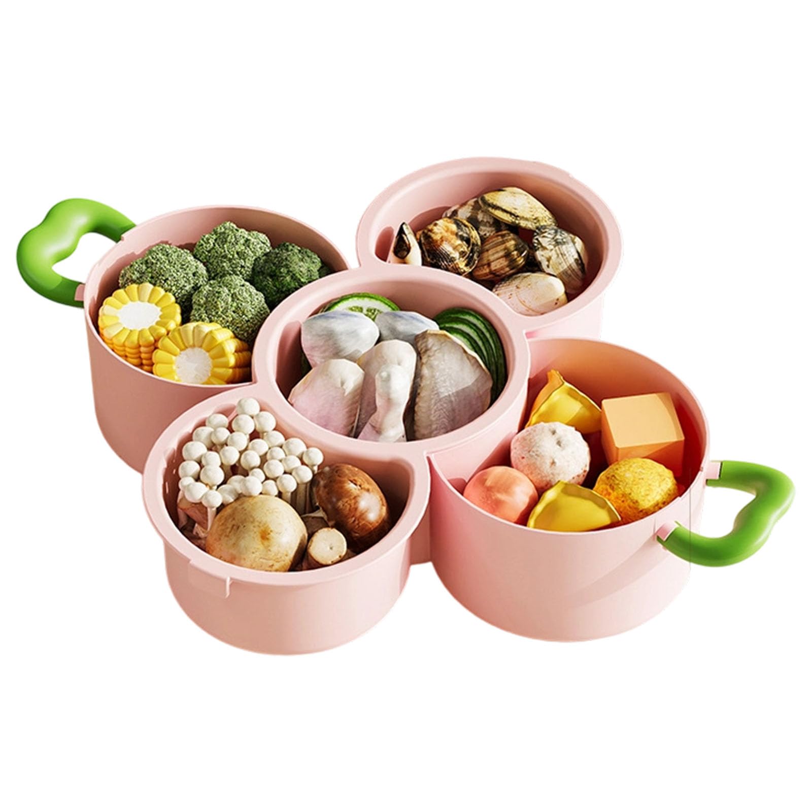 Space Saving Stackable Preps Tray Divided Sections Draining Base Storage Plate for Vegetable Organization in Kitchen Stackable Divided Vegetable Tray with Draining Holes for Organized Food Preparation
