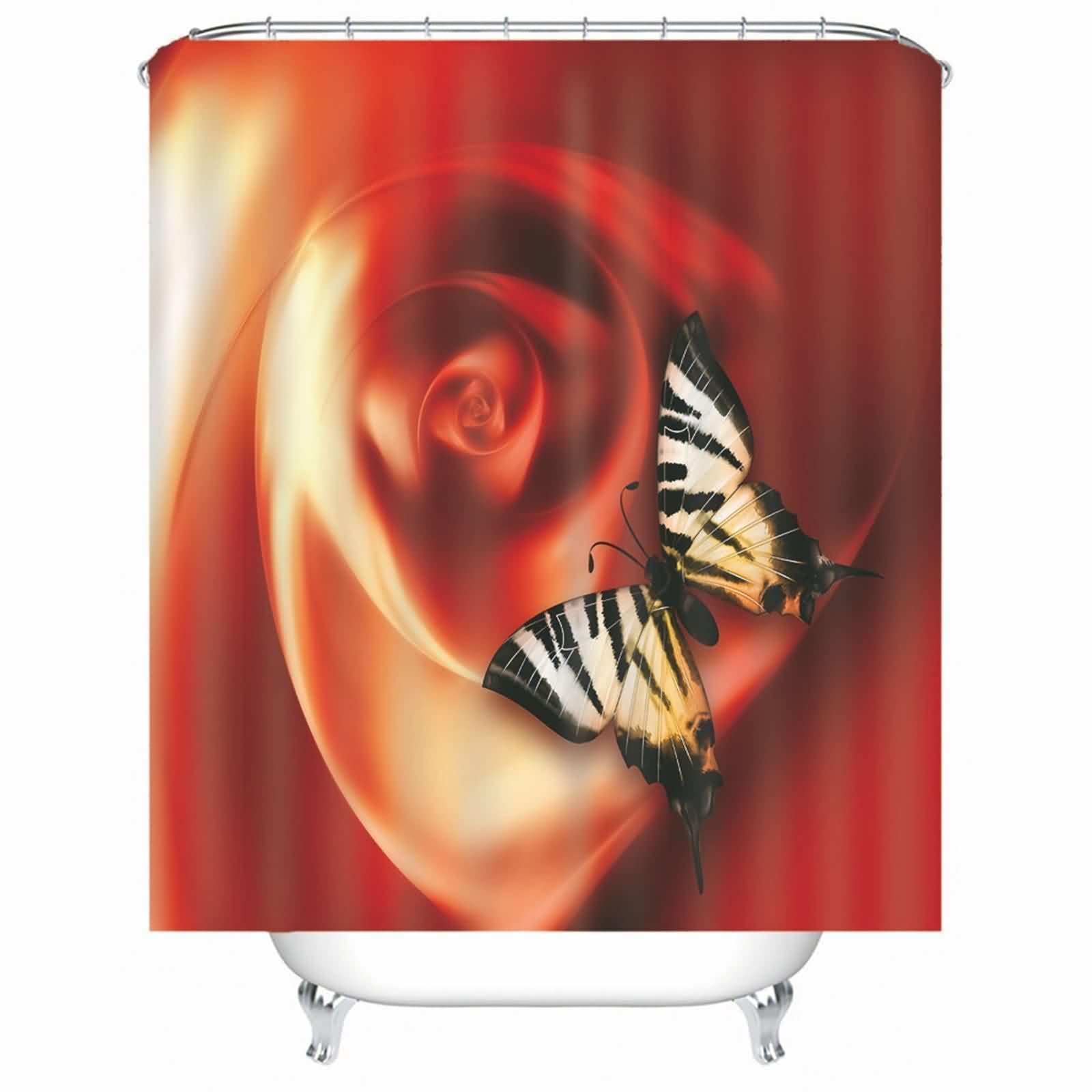 Rideau de douche anti-moisissure au motif papillon avec anneaux pour en finir avec l'humidité