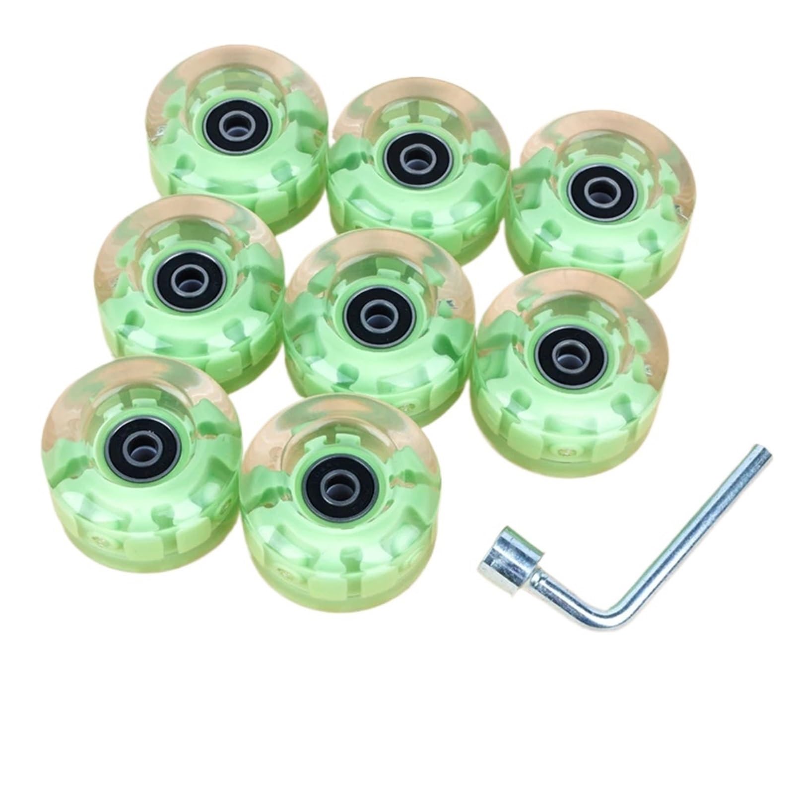 Ruedas para Patines Ruedas for patines, 8 Uds., ruedas Flash iluminadas con 1 llave for, accesorios for patinetas cuádruples(Green)