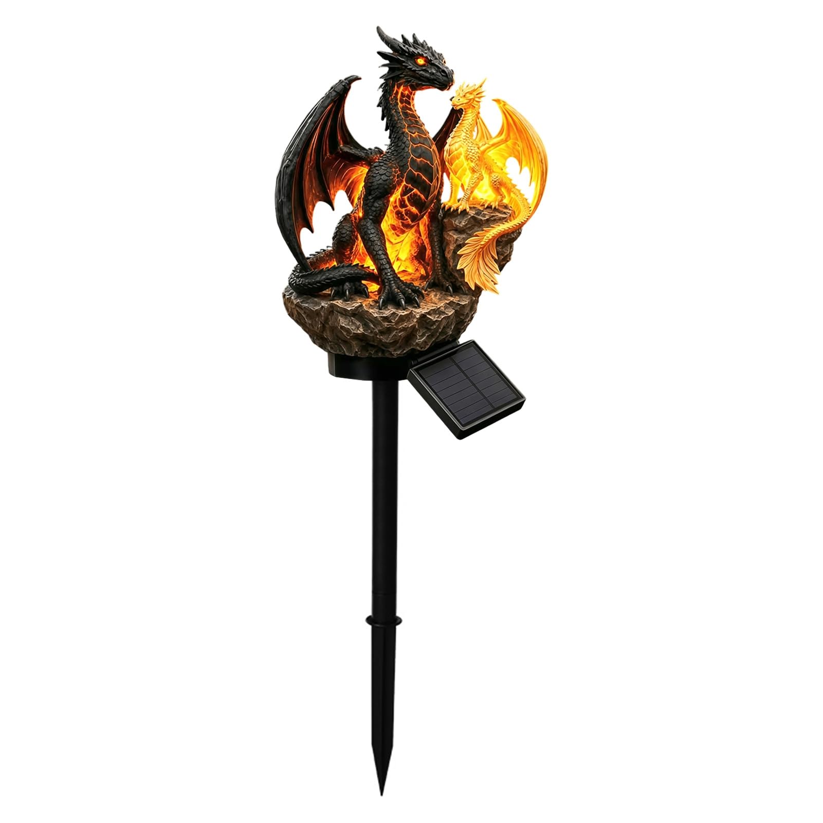 ZhzeYun Solar Dragon Garden Light, Outdoor Resin Statue Lamp with Waterproof LED, Fantasy Lawn Ornament for Patio, Decorative Figurine Pathway Lighting, 45cm Unique Gift Decor A