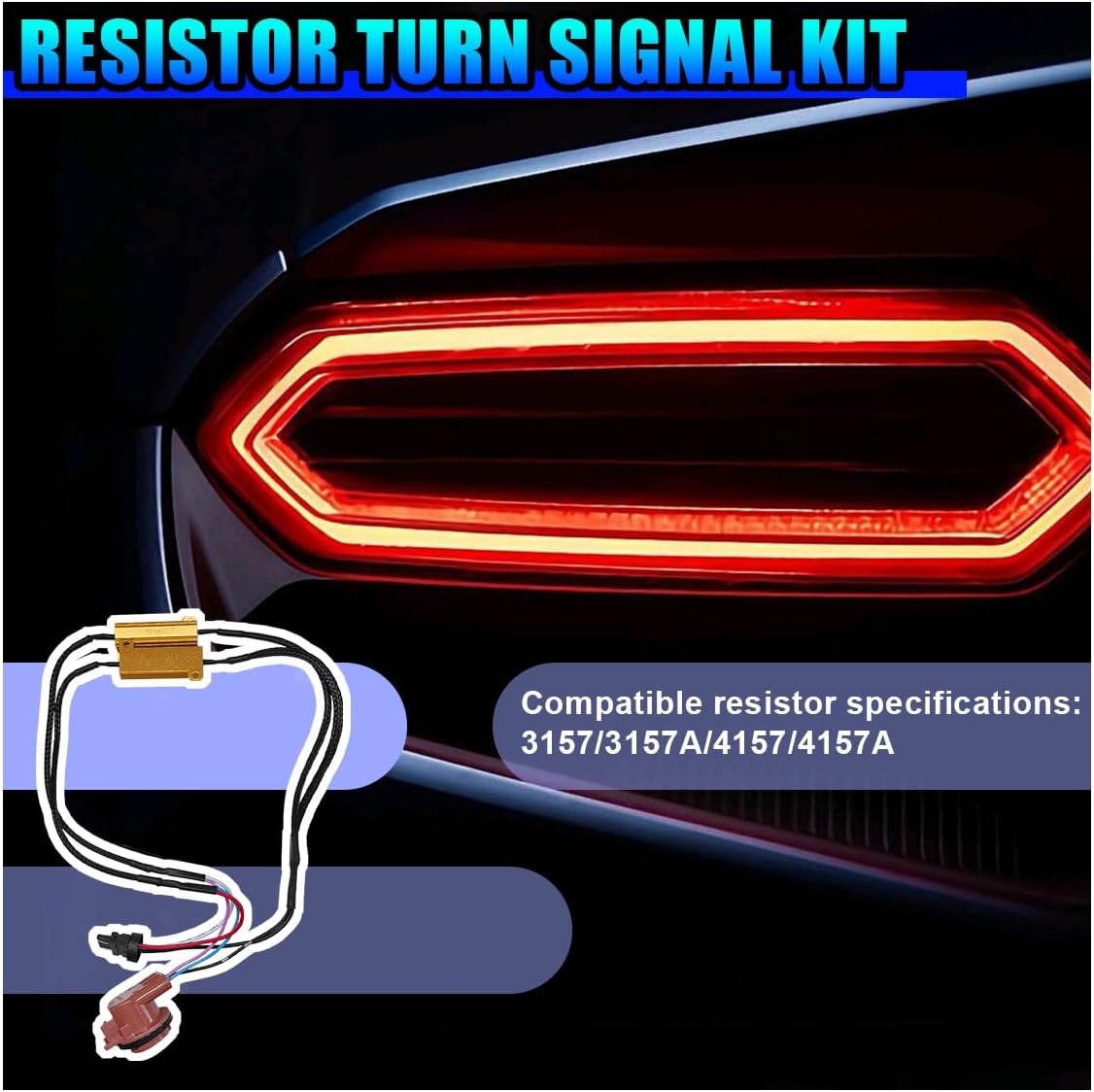 2PCS Car 3157 4157 LED Resistor Decoder, 50W 6Ohm Brake Light Load Resistors Fix Hyper Flash, Bi-Filament Fog Lights Harness Adapter for Switchback LED Turn Signal Light (Black)