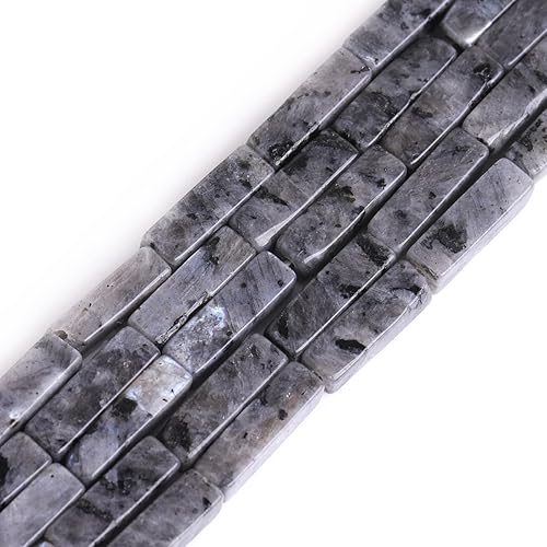 GEM-Inside - Cubos cuadrados de piedra de larvikita negra natural de 0157 x 0512in cubo columna cuboide cuentas de chakra para hacer joyas piedra