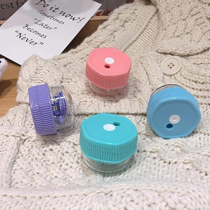 Miniatura 10 de 4 piezas manualmente limpiador de lentes de contacto Estuche de lentes de contacto Rotación portátil Contenedor de limpieza de lentes de contacto