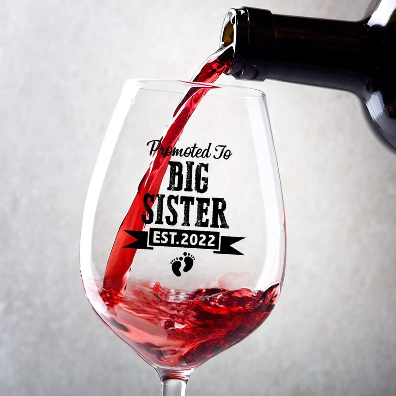 Verre à vin Promoted to Sister lot de 2 transparents pour anniversaire