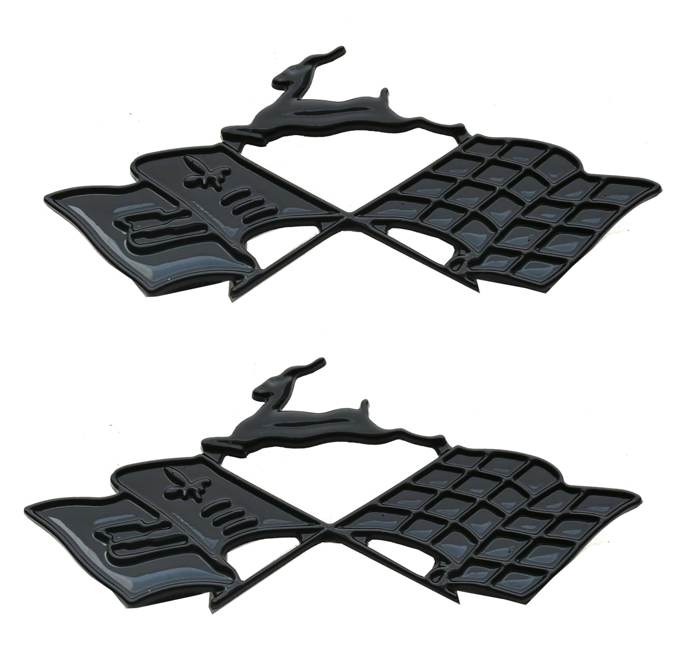 PAPAPI 2Pcs Metal Impala SS Emblems Rear Side Crossed Flags Badge Replacement for 61-62 Chevrolet Chevy Impala 3780964 (Glossy Black)