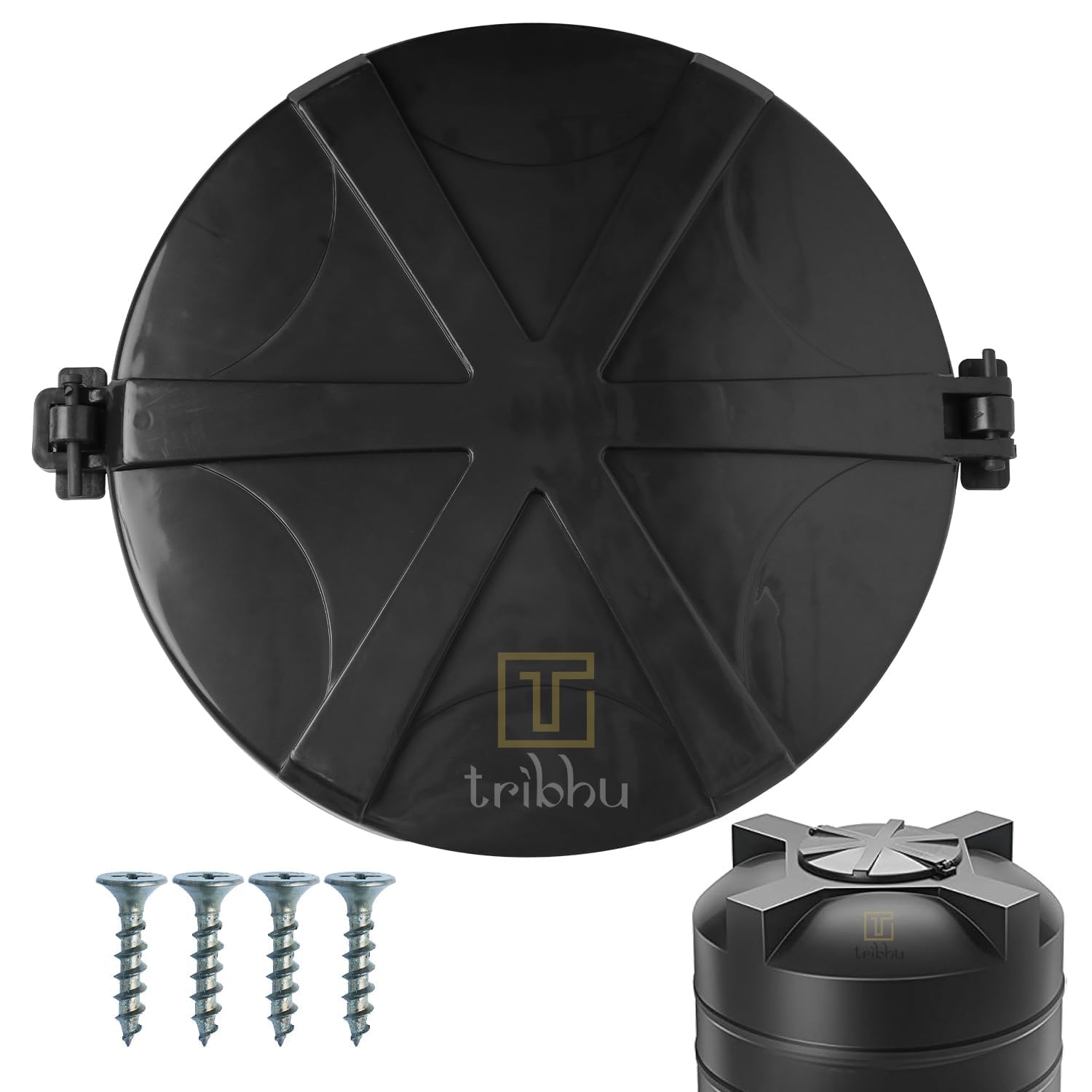 TRIBHU Tank Cover | Pure Unbreakable Lid | Hinge Type | Plastic 500 L TO 2000 L Water Tank | Plastic Round Water Tank | Closing Lid | Open Water Tank Cover Flush (BLACK) PK OF 1-image-16