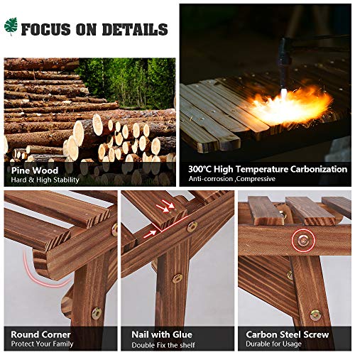 Coogou Wood Plant Stand Ladder Plant Shelf, 3 Tiered Flower Pot Display Rack Freestanding Planter Holder For Organizer Multiple Plants Patio Garden Balcony Yard Home Flower Shop #TOP4