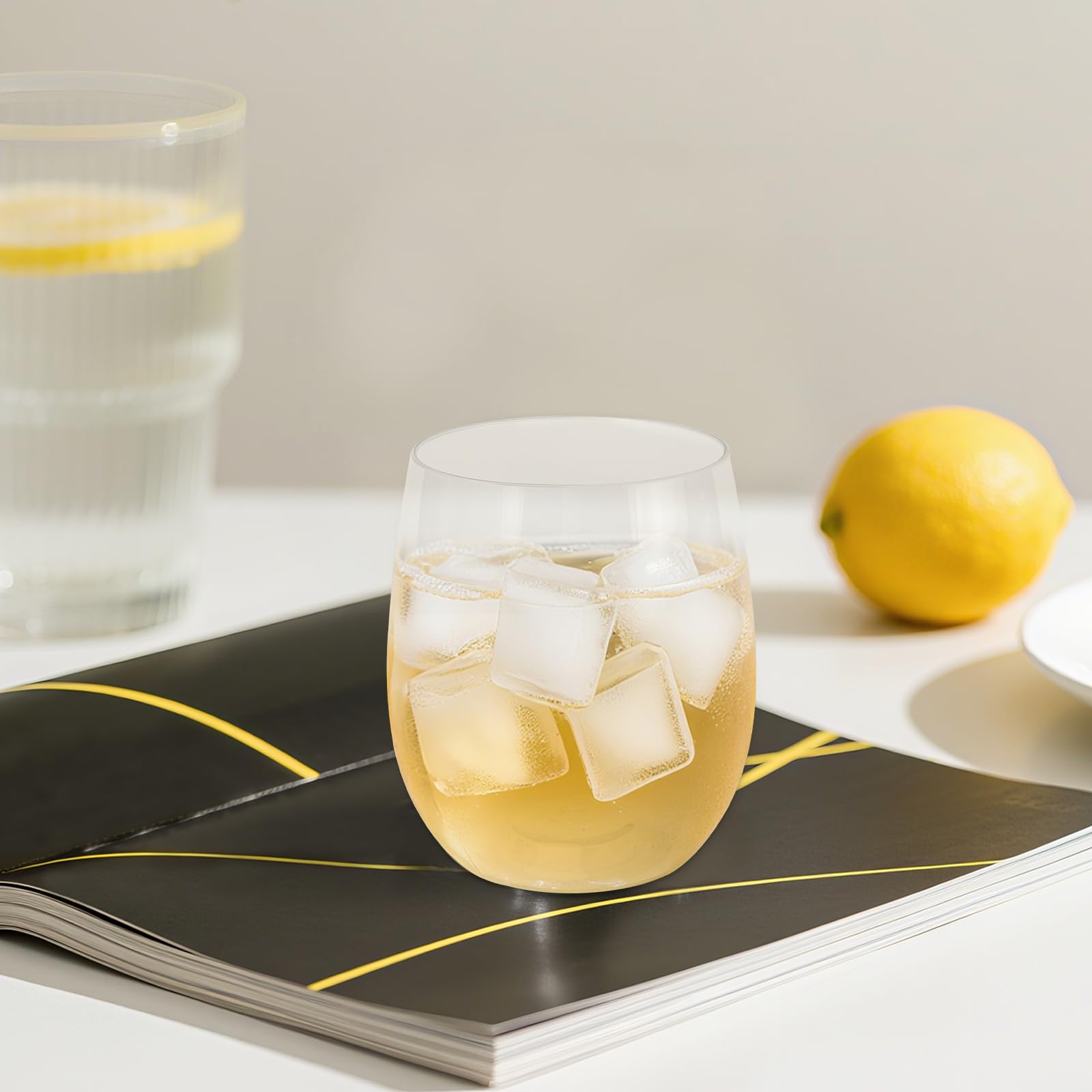 PINGEUI Lot de 16 verres à vin en plastique incassables, réutilisables et incassables pour mariage, fête, pique-nique, camping et piscine 350 ml