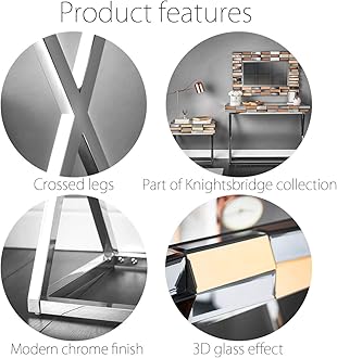 CARME Knightsbridge Collection - Rosegold & Silver 3D Effect Wall Mirror - 3D Effect Mirrored Console Table - Combo Glass Furniture - Bedroom - Hallway - Furniture