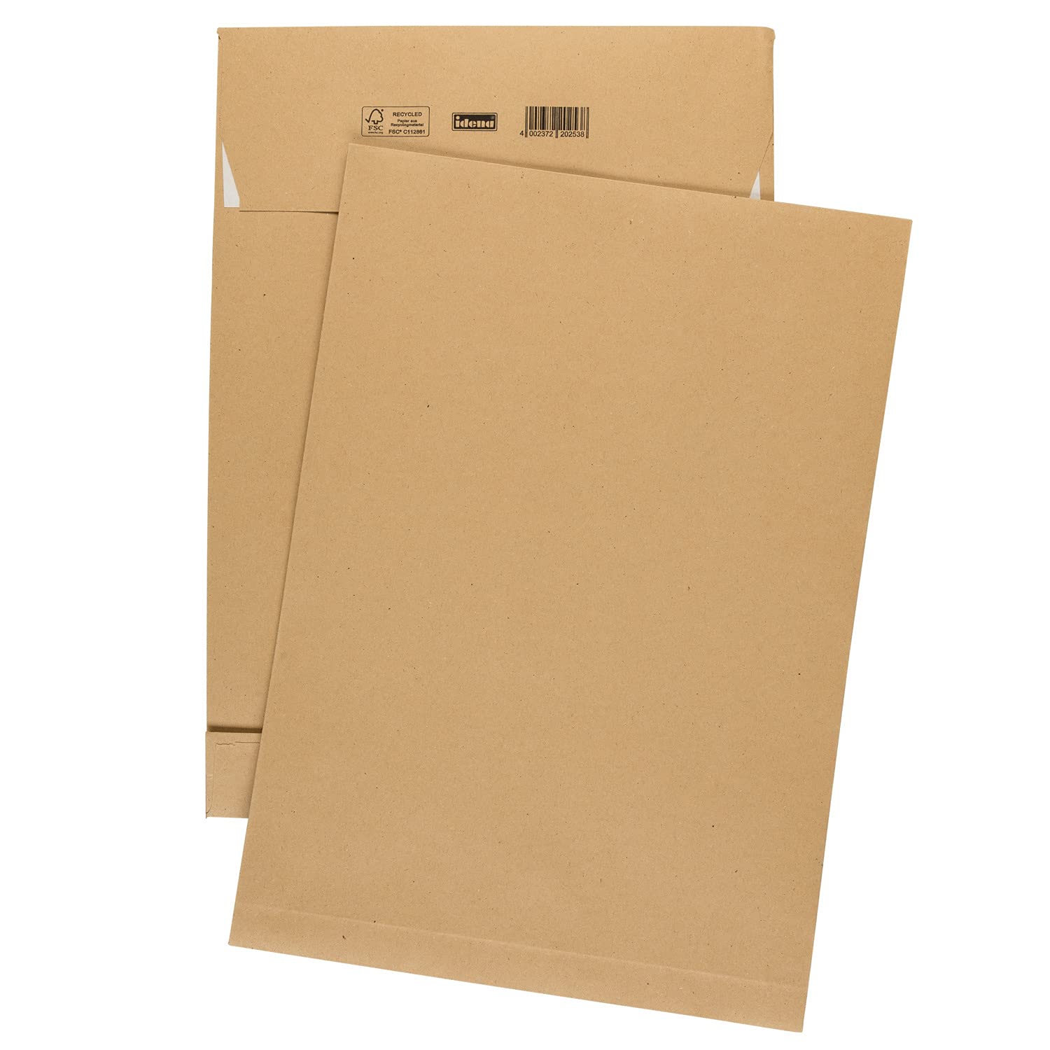 Idena 10253 - Tasca pieghevole, autoadesiva senza finestra, DIN B4, 150 g/m², fondo di 4 cm, 100 tasche, 250 x 352 mm, marrone natron