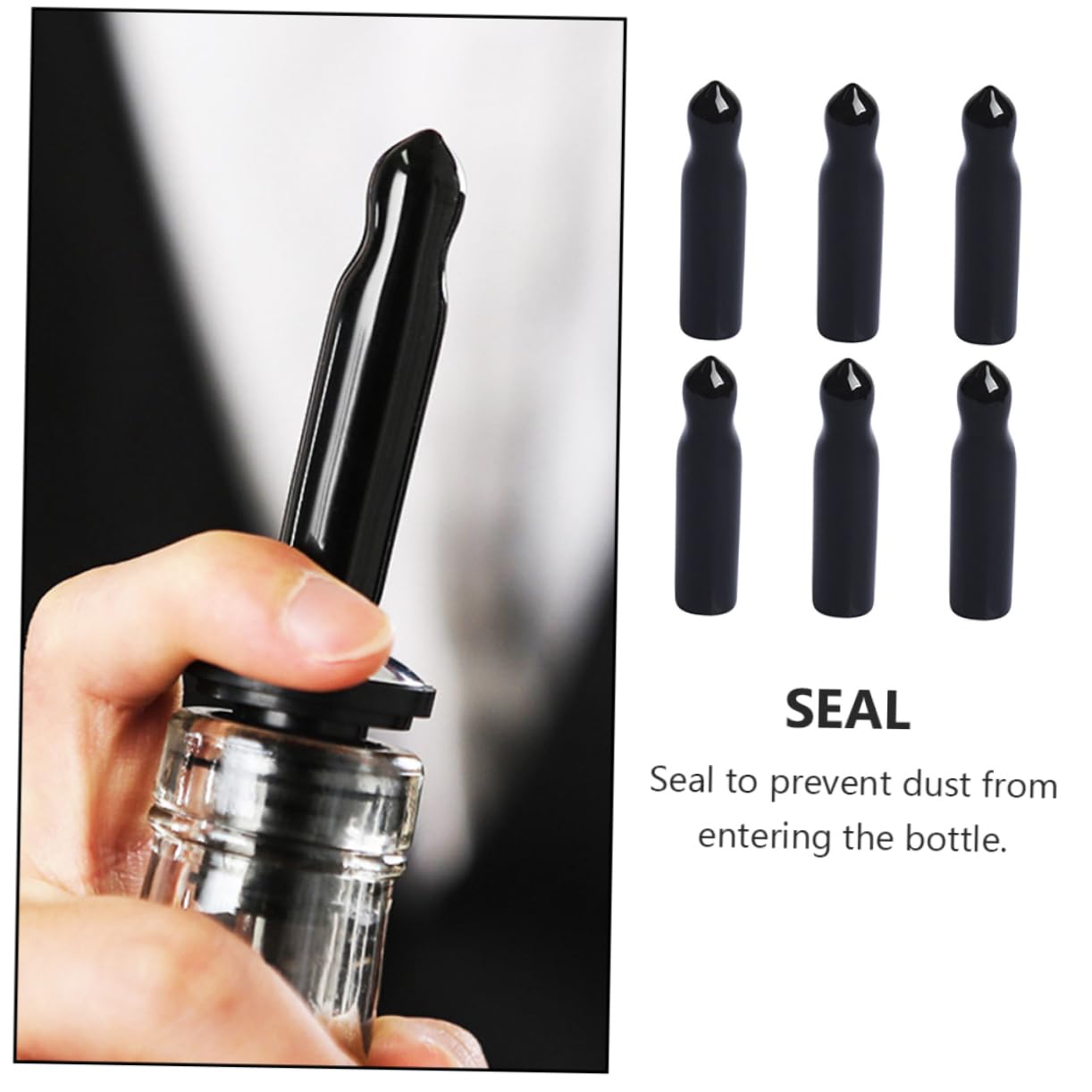 MOLUCKFU 6pcs Wine Mouth Cover Oil Dispenser Spout Cover Spouts Caps Bottle Pourer Cover Pour Spouts Covers Pourer Dust Caps Whiskey Decanter Bottle Tops Black Pvc