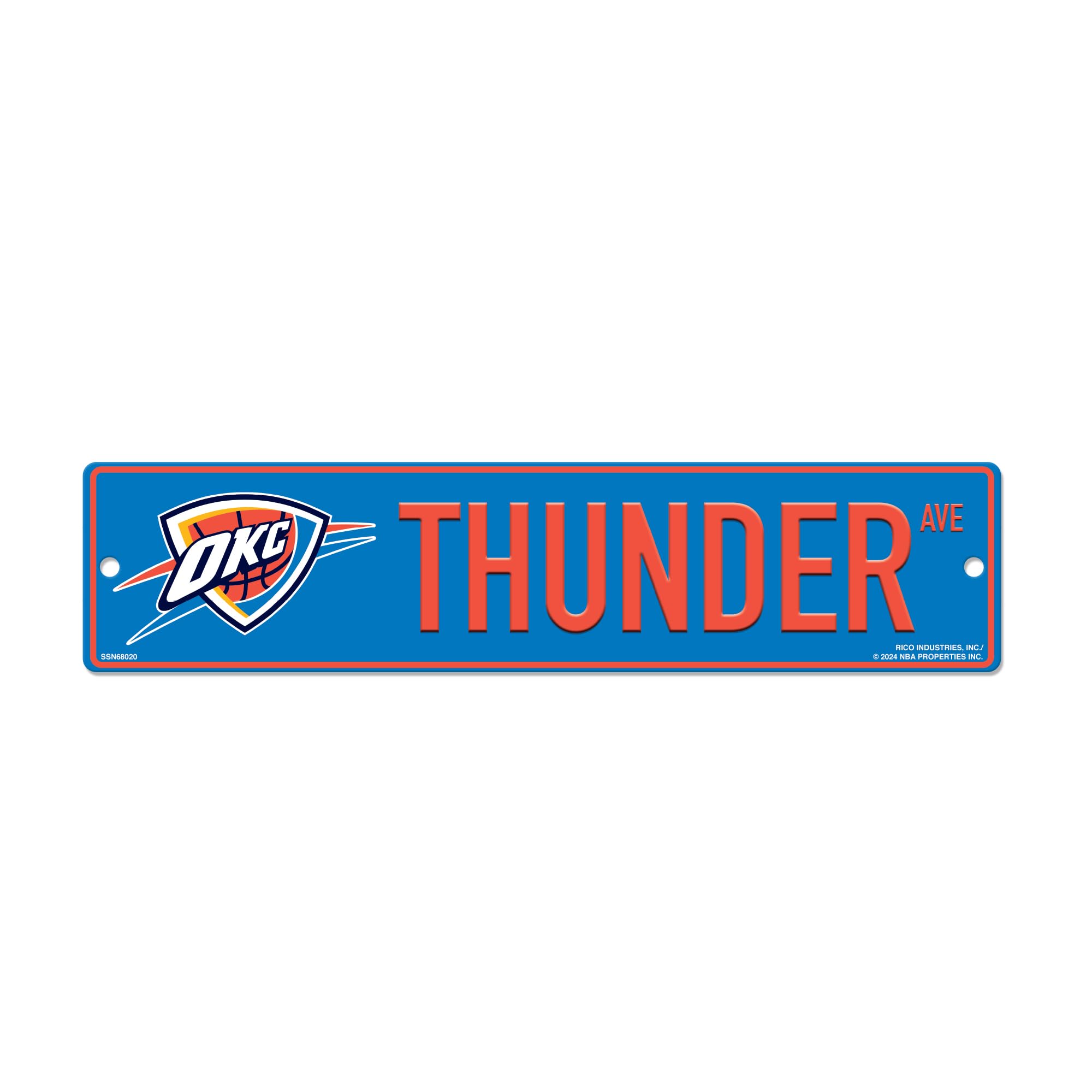 Rico Industries NBA Basketball Oklahoma City Thunder Blue Thunder Ave 4" X 17" Plastic Street Sign