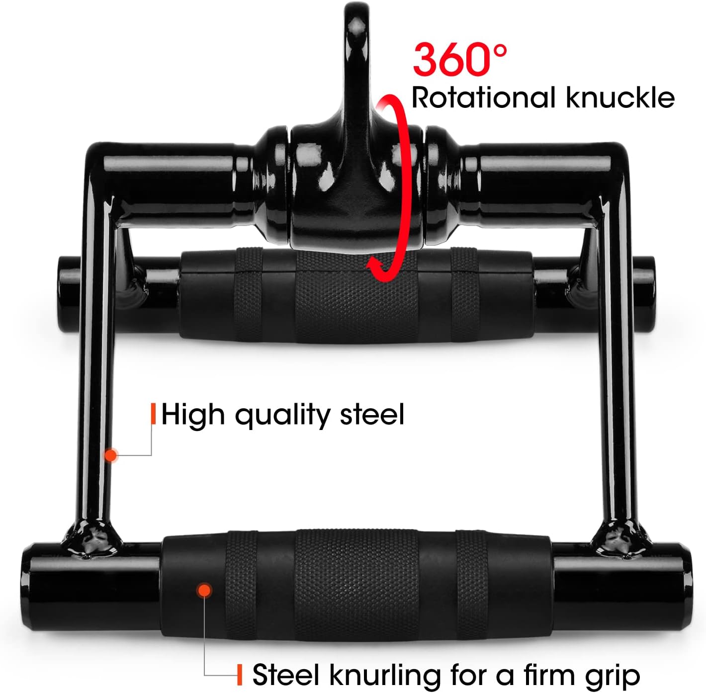 Yes4All Seated Row Double D Handle Cable Attachment – Double D Grip / Double Row Handle for Cable Attachment – 360° Steel Swivel (Chrome, Rubber) : Sports & Outdoors