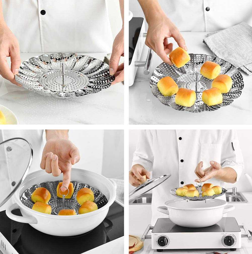 Cestino A Vapore In Acciaio Inox Con Manico Pieghevole, Scolapasta