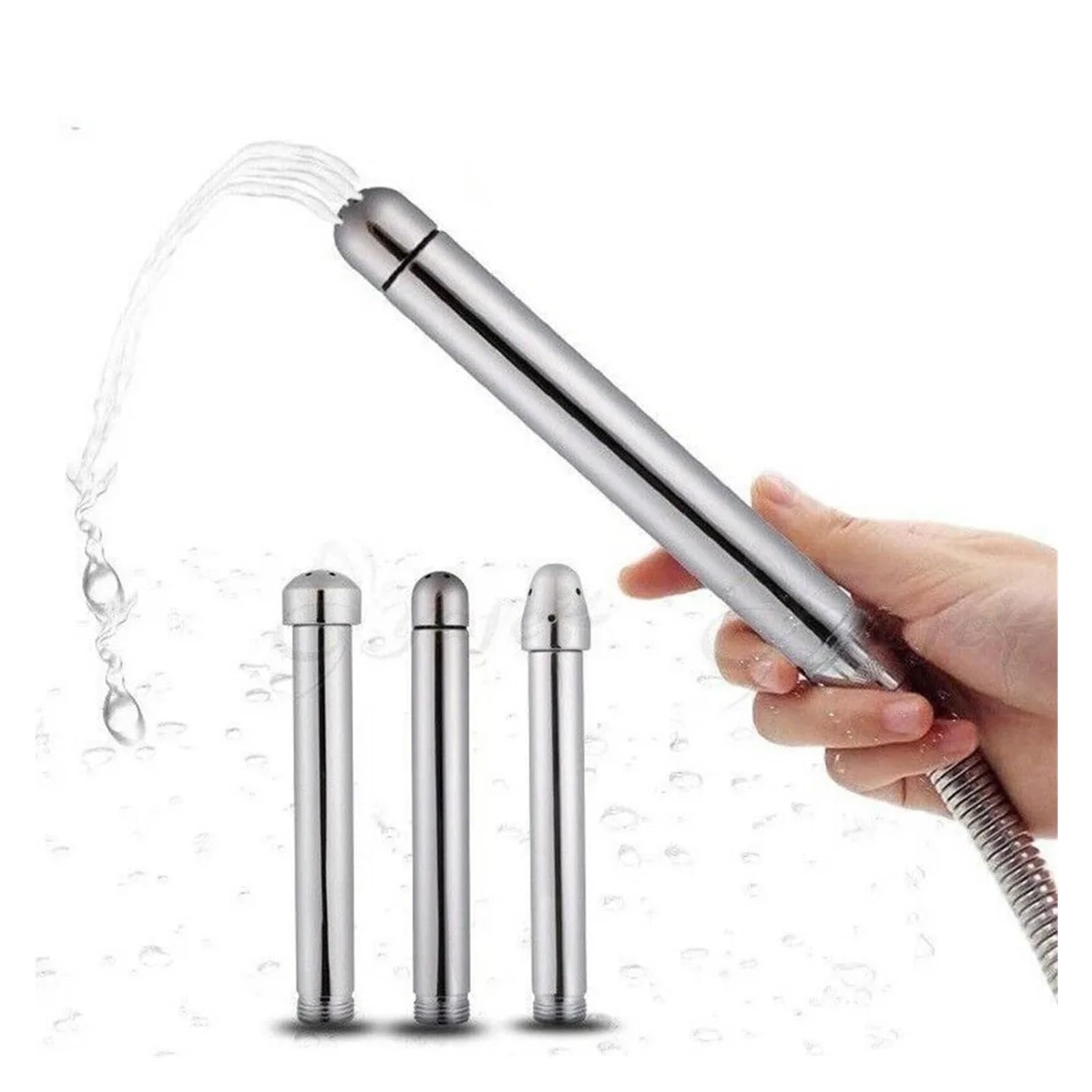 Douche anale en aluminium résistant contre l'inconfort avec 3 têtes