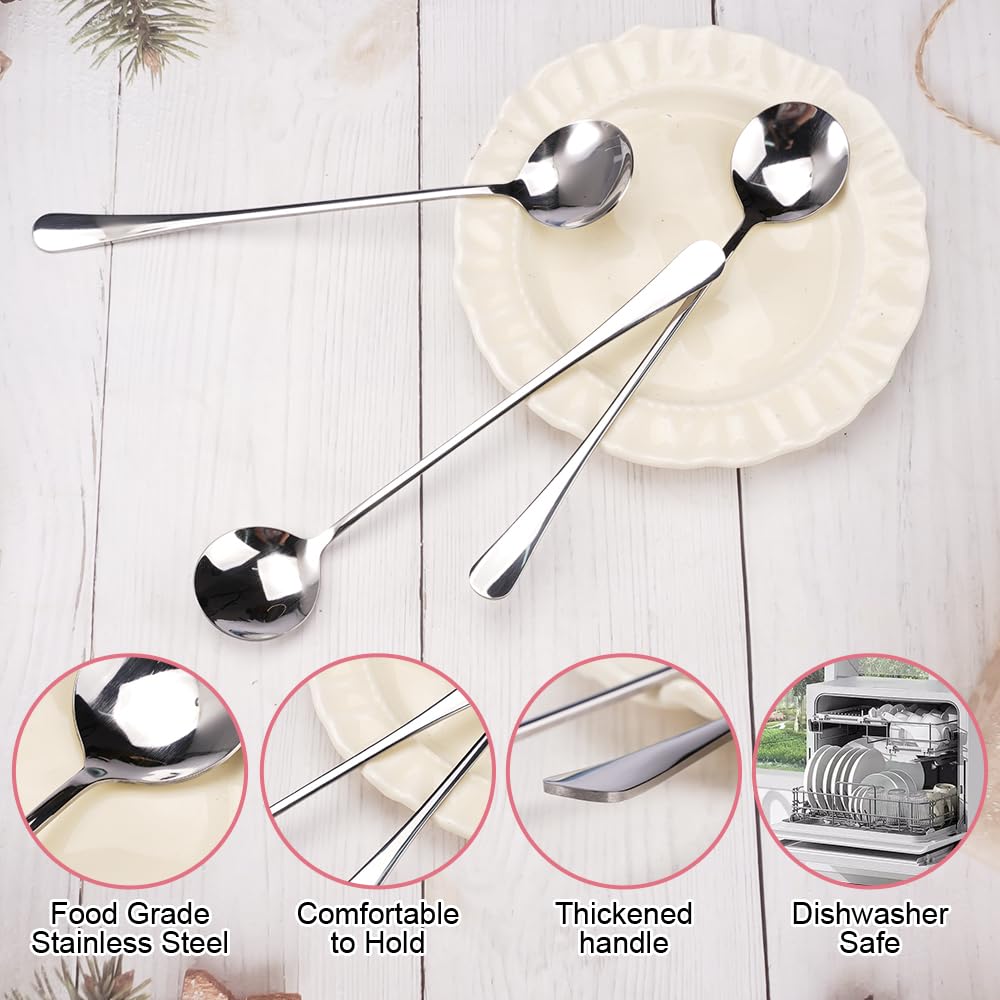 Cuillere Cocktail Set De 12 Cuillères à Latte Macchiato Et à Glace Polyvalentes Boraboi En Acier Inoxydable De Haute Qualite Cuillere Latte