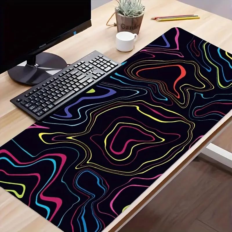 Image of Saco XXL Gaming Mouse Pad for PC - Large Desk Mat 900x400x3mm, Extended Non-Slip Rubber Base, Waterproof Surface, Topographics Design, Big Keyboard Mouse Pad for Office & Home Setup