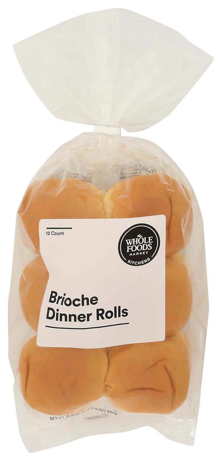 Whole Foods Market Kitchens Brioche Dinner Rolls, 16.9 oz - Artisanal Bakery Rolls with Clean Ingredients