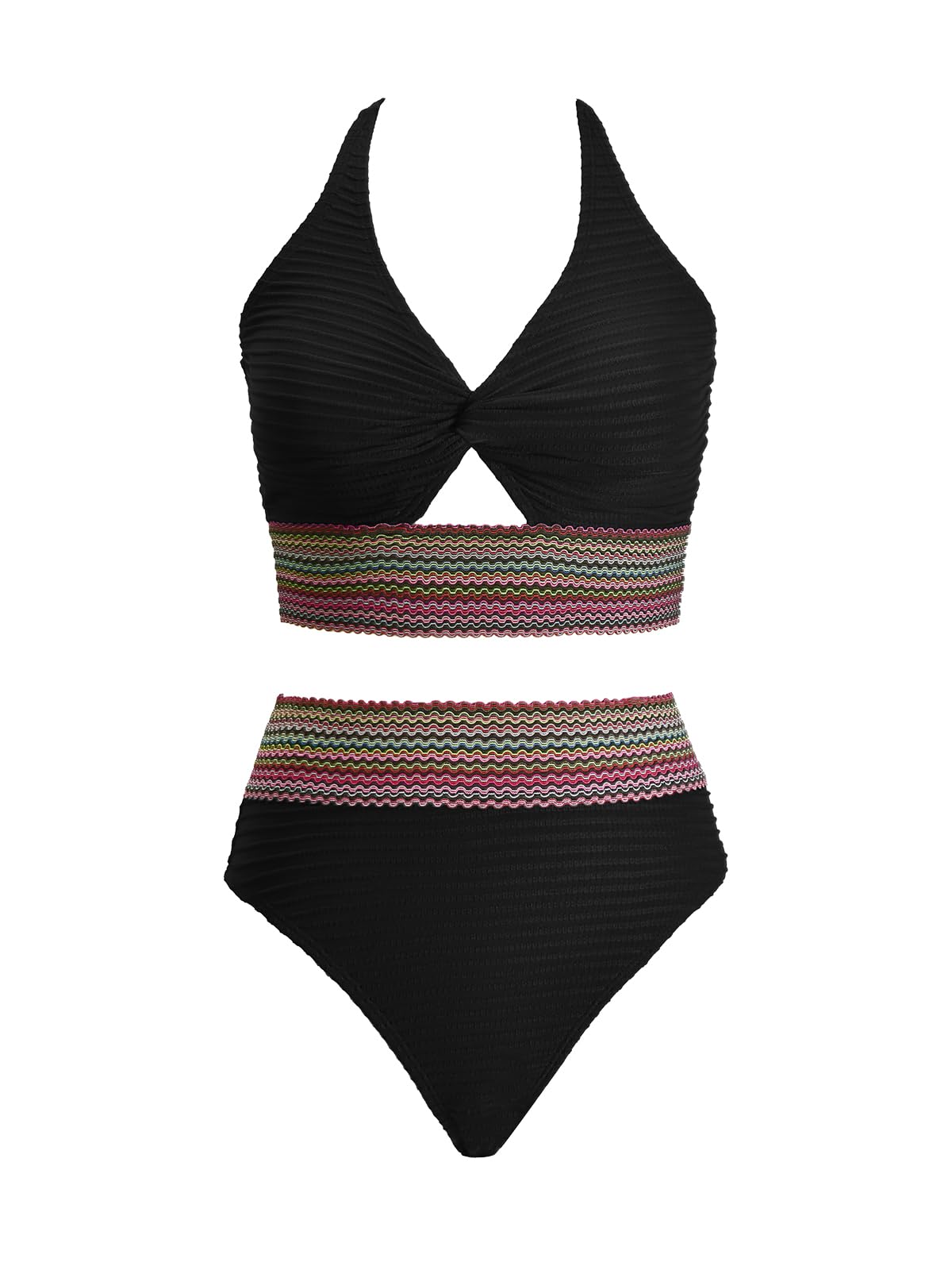 CUPSHE Bikini da donna, due pezzi, a vita alta, con scollo a V, buco della serratura