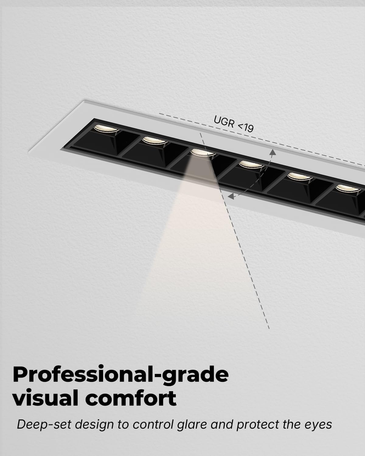 SCON 15W Linear LED Recessed Spotlight, 5 CCT 3000-6500K Aluminum LED Linear Light, Downlight with Trim, Paired with Driver-White and Black, TRIAC Dimming for Kitchen, Living Room, Hallway, Office