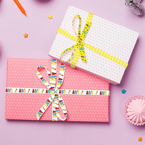 Miniatura 4 de Hying 6 cintas de bienvenida de regreso a la escuela, 38 pulgadas de ancho, cintas de grogrén temáticas escolares de búfalo rojo amarillo cinta ABC