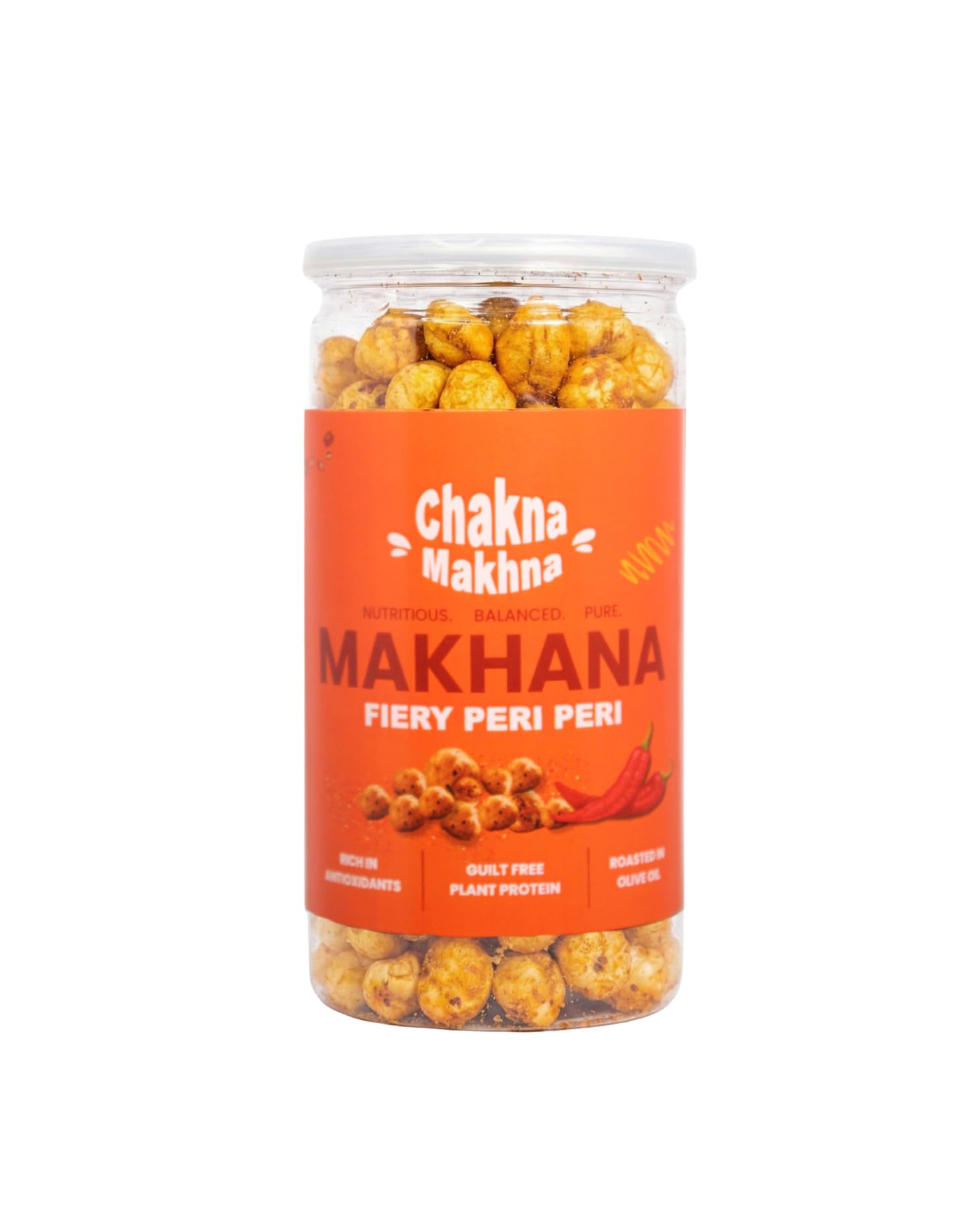 CHAKNA MAKHNA Roasted and Flavoured Makhana | Fiery Peri Peri Roasted Makhana | Puffed Snacks | Healthy Snack | Cholesterol Free | Gluten Free | Rich In Protein & Fiber - 80g Jar Pack of 1-image-32