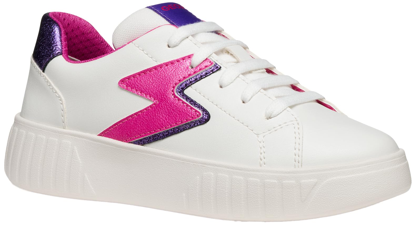 Geox J MIKIROSHI Girl Sneaker, White/Fuchsia, 1.5 UK